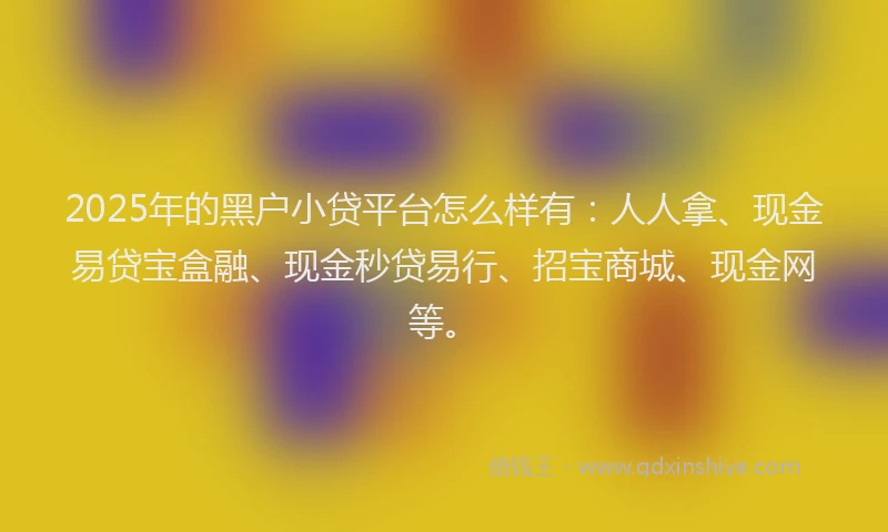 2025年的黑户小贷平台怎么样有：人人拿、现金易贷宝盒融、现金秒贷易行、招宝商城、现金网等。