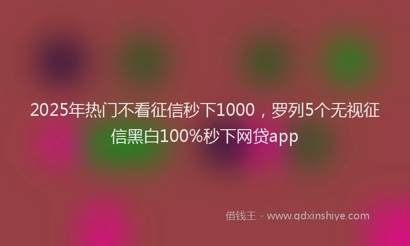 2025年热门不看征信秒下1000，罗列5个无视征信黑白100%秒下网贷app