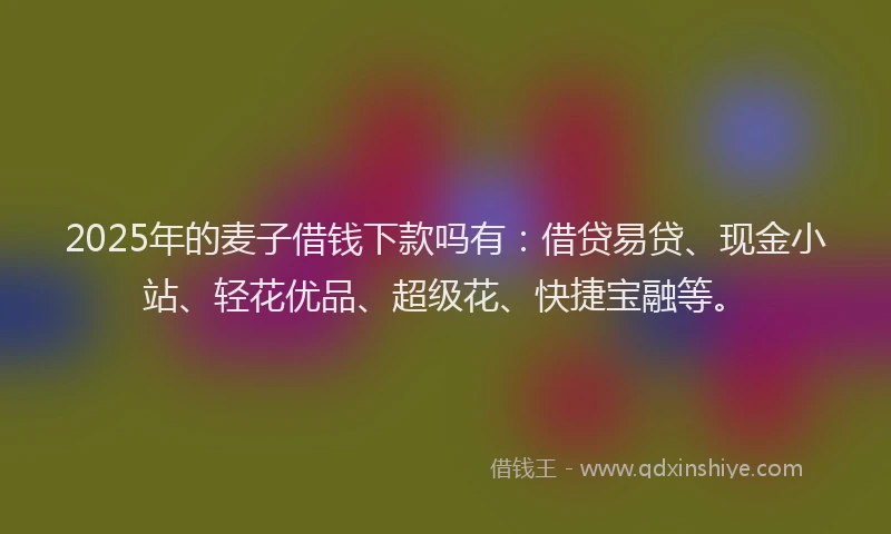 2025年的麦子借钱下款吗有：借贷易贷、现金小站、轻花优品、超级花、快捷宝融等。