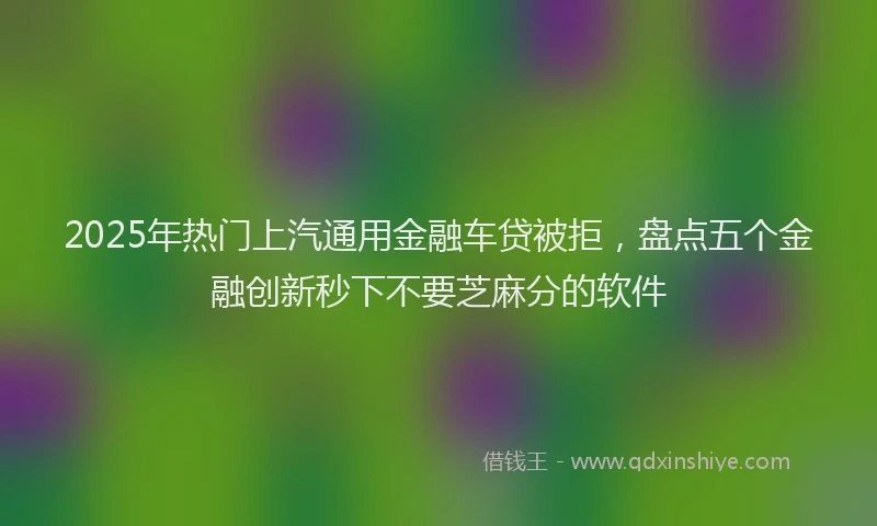 2025年热门上汽通用金融车贷被拒，盘点五个金融创新秒下不要芝麻分的软件
