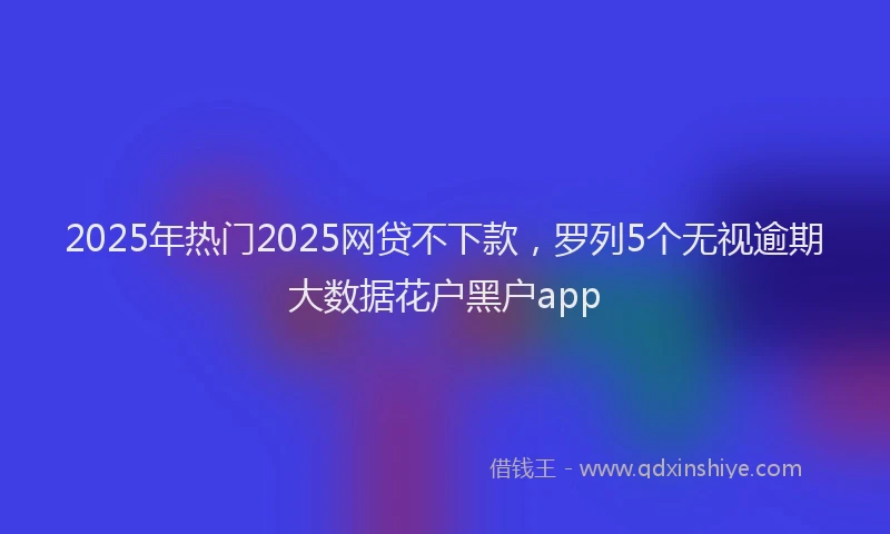 2025年热门2025网贷不下款，罗列5个无视逾期大数据花户黑户app