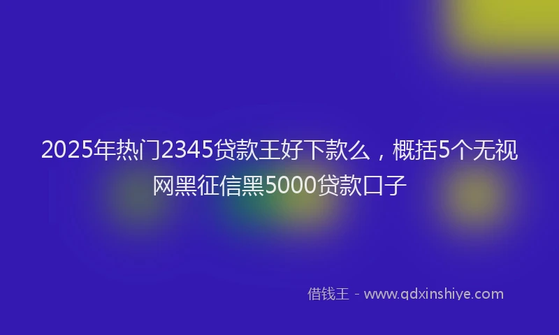 2025年热门2345贷款王好下款么，概括5个无视网黑征信黑5000贷款口子