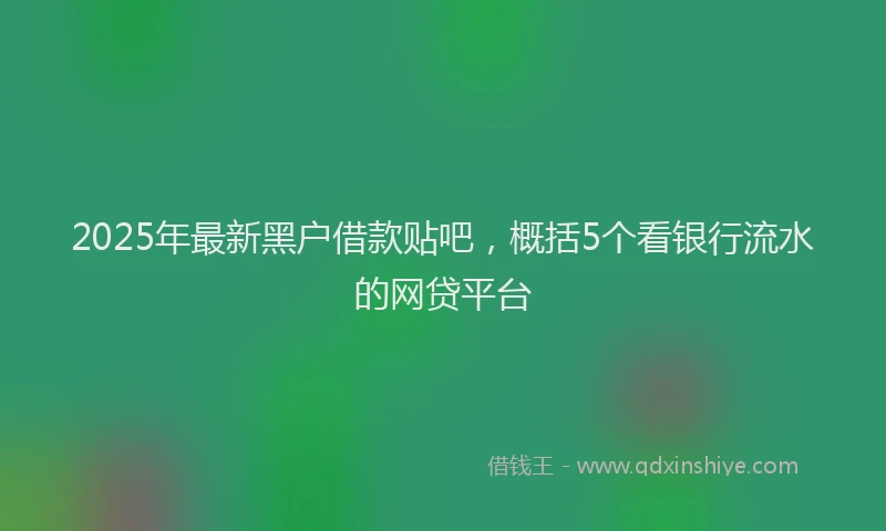 2025年最新黑户借款贴吧，概括5个看银行流水的网贷平台