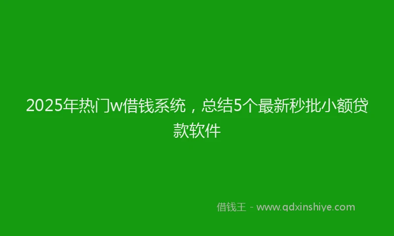 2025年热门w借钱系统，总结5个最新秒批小额贷款软件
