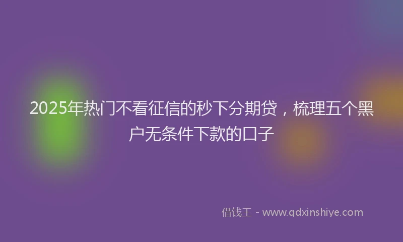 2025年热门不看征信的秒下分期贷，梳理五个黑户无条件下款的口子