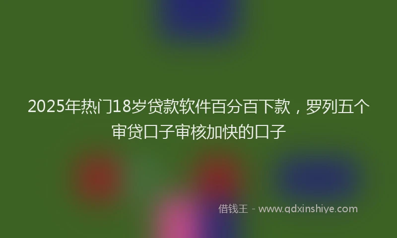 2025年热门18岁贷款软件百分百下款，罗列五个审贷口子审核加快的口子