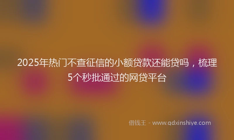 2025年热门不查征信的小额贷款还能贷吗,梳理5个秒批通过的网贷平台