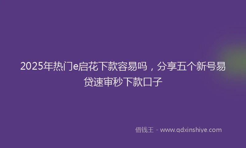 2025年热门e启花下款容易吗，分享五个新号易贷速审秒下款口子