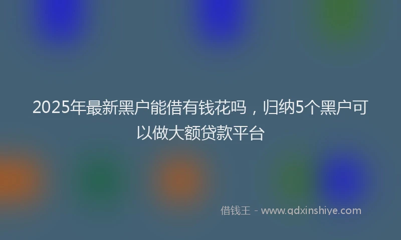 2025年最新黑户能借有钱花吗，归纳5个黑户可以做大额贷款平台