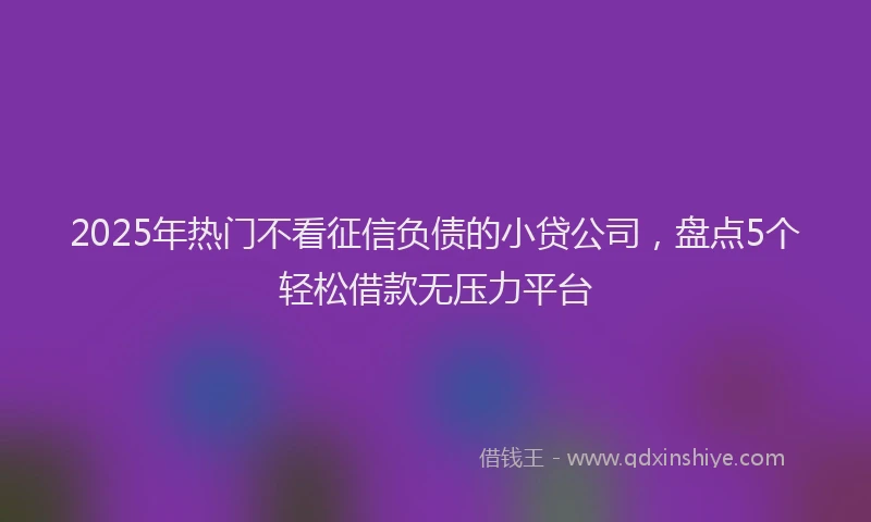 2025年热门不看征信负债的小贷公司，盘点5个轻松借款无压力平台