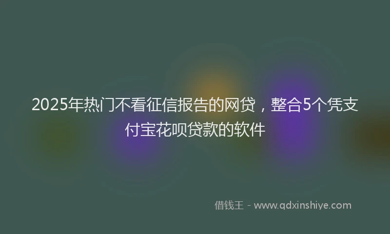 2025年热门不看征信报告的网贷，整合5个凭支付宝花呗贷款的软件