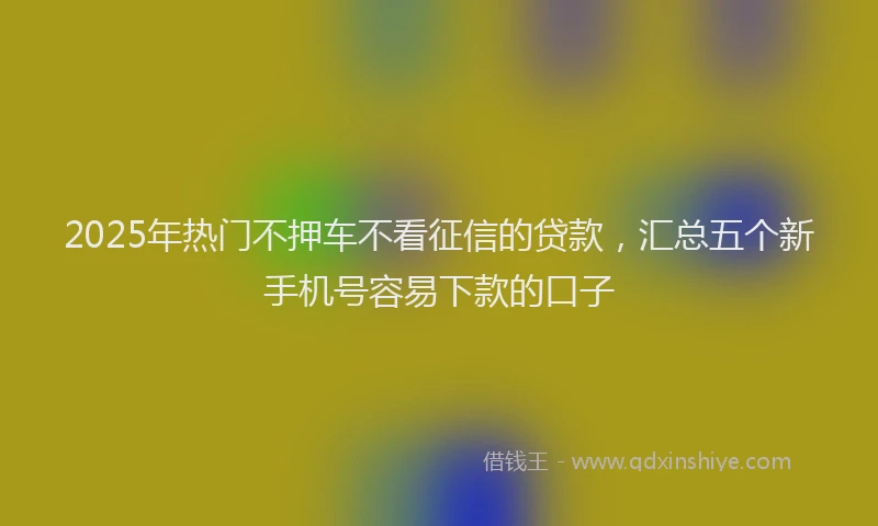 2025年热门不押车不看征信的贷款，汇总五个新手机号容易下款的口子