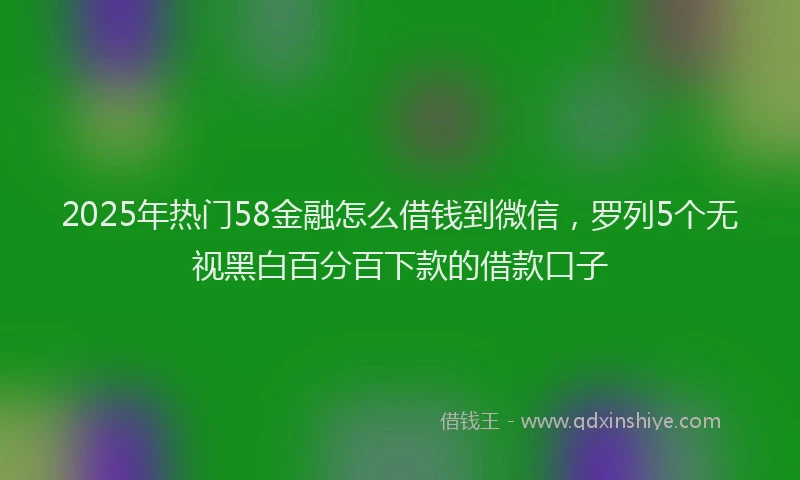 2025年热门58金融怎么借钱到微信，罗列5个无视黑白百分百下款的借款口子