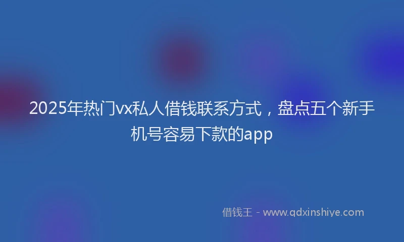 2025年热门vx私人借钱联系方式，盘点五个新手机号容易下款的app