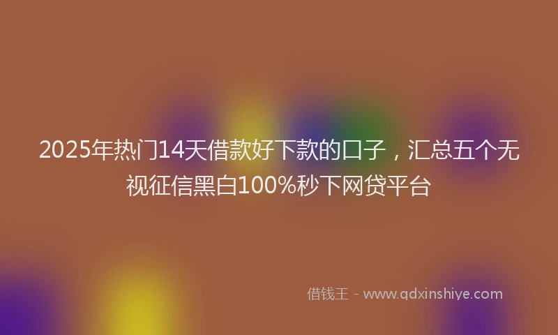 2025年热门14天借款好下款的口子，汇总五个无视征信黑白100%秒下网贷平台