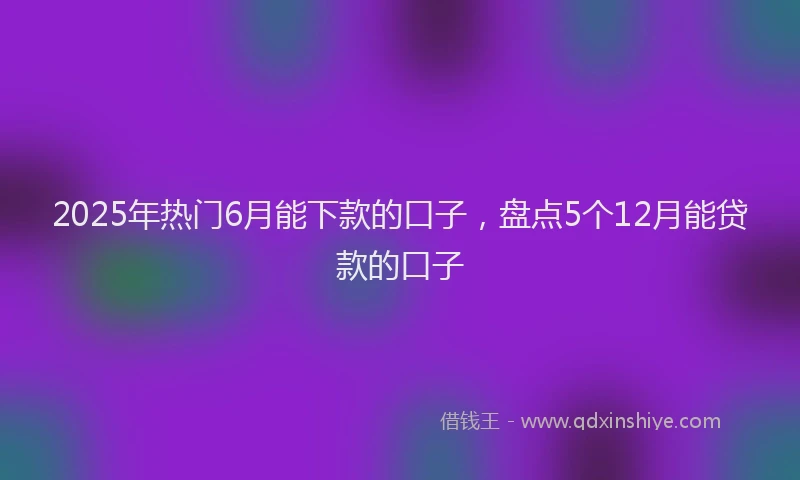 2025年热门6月能下款的口子，盘点5个12月能贷款的口子