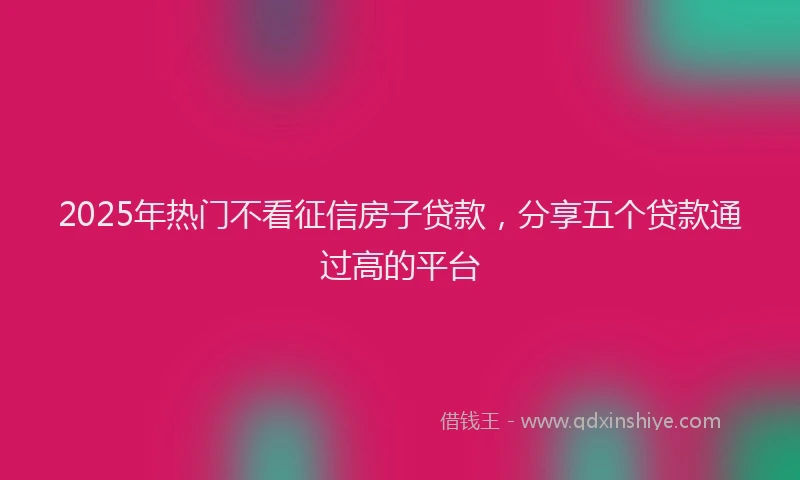 2025年热门不看征信房子贷款，分享五个贷款通过高的平台