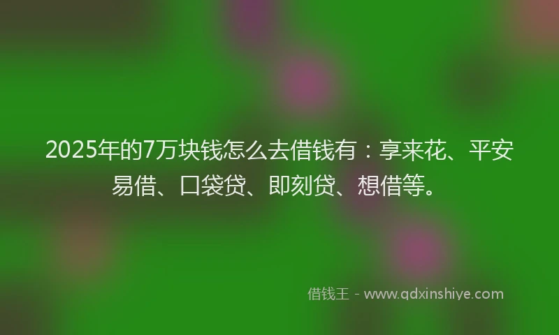2025年的7万块钱怎么去借钱有：享来花、平安易借、口袋贷、即刻贷、想借等。