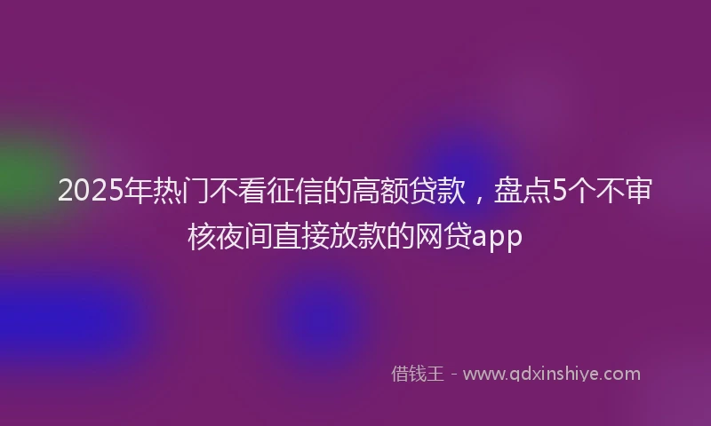 2025年热门不看征信的高额贷款，盘点5个不审核夜间直接放款的网贷app