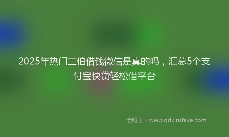 2025年热门三伯借钱微信是真的吗，汇总5个支付宝快贷轻松借平台