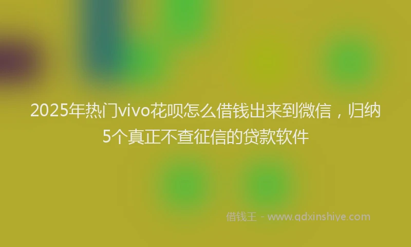 2025年热门vivo花呗怎么借钱出来到微信，归纳5个真正不查征信的贷款软件