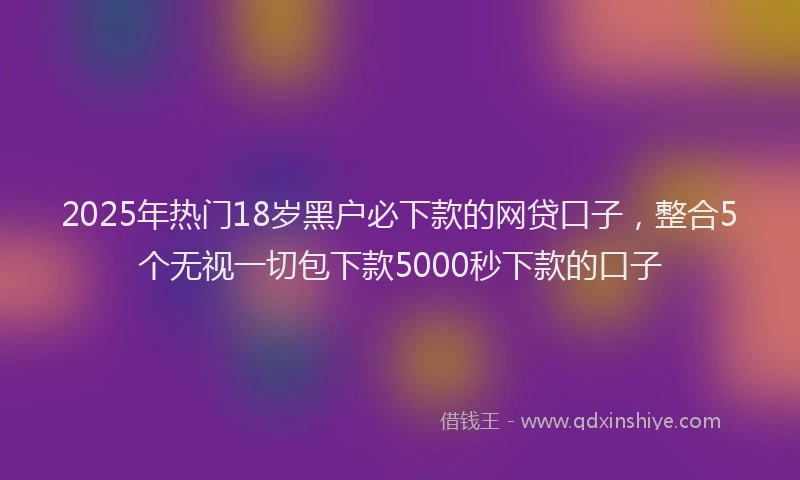2025年热门18岁黑户必下款的网贷口子，整合5个无视一切包下款5000秒下款的口子