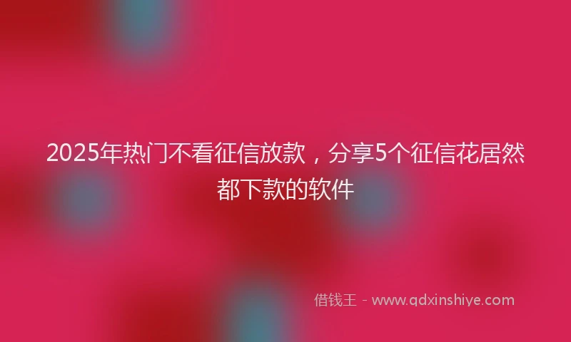 2025年热门不看征信放款，分享5个征信花居然都下款的软件