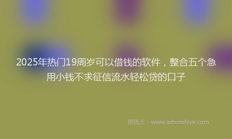 2025年热门19周岁可以借钱的软件，整合五个急用小钱不求征信流水轻松贷的口子