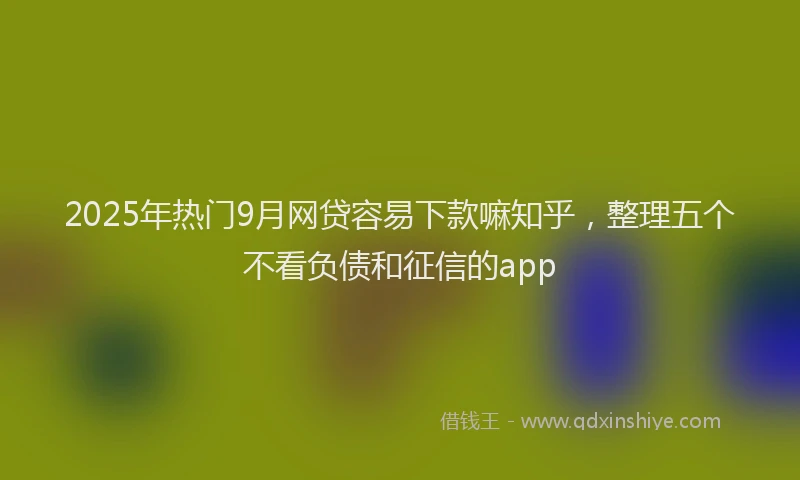 2025年热门9月网贷容易下款嘛知乎，整理五个不看负债和征信的app