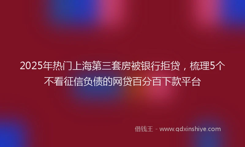 2025年热门上海第三套房被银行拒贷，梳理5个不看征信负债的网贷百分百下款平台