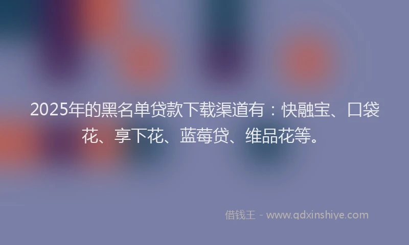 2025年的黑名单贷款下载渠道有：快融宝、口袋花、享下花、蓝莓贷、维品花等。