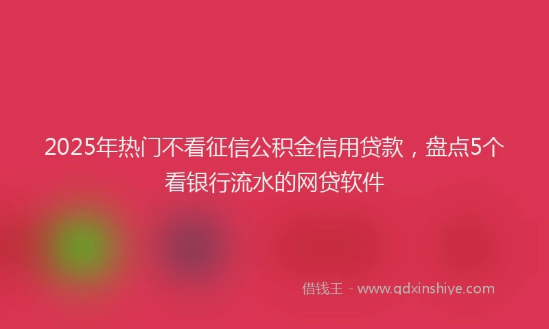 2025年热门不看征信公积金信用贷款，盘点5个看银行流水的网贷软件