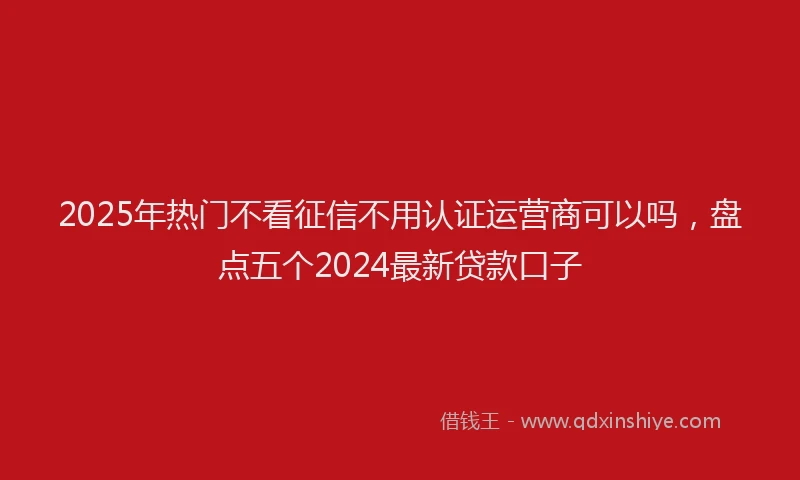 2025年热门不看征信不用认证运营商可以吗，盘点五个2024最新贷款口子