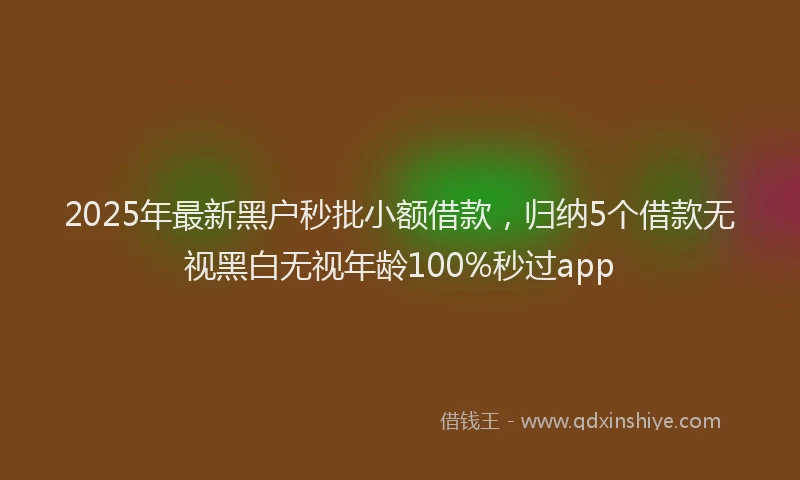 2025年最新黑户秒批小额借款，归纳5个借款无视黑白无视年龄100%秒过app