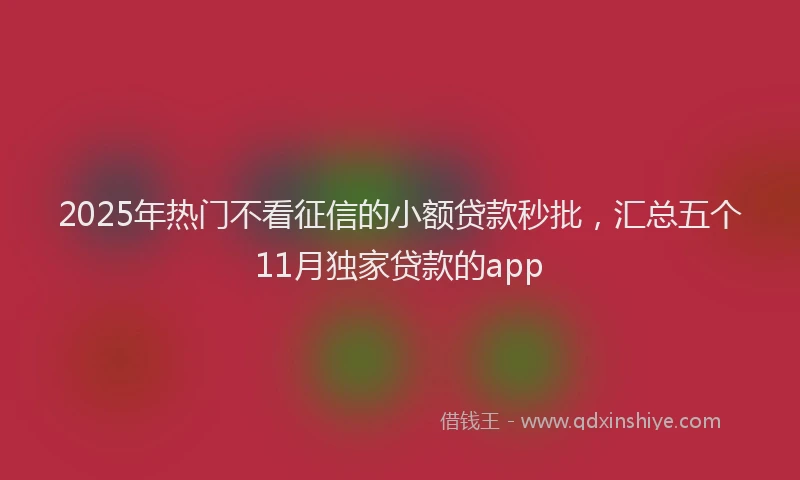 2025年热门不看征信的小额贷款秒批，汇总五个11月独家贷款的app