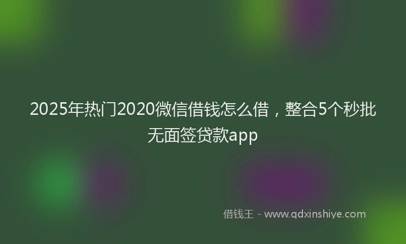 2025年热门2020微信借钱怎么借，整合5个秒批无面签贷款app