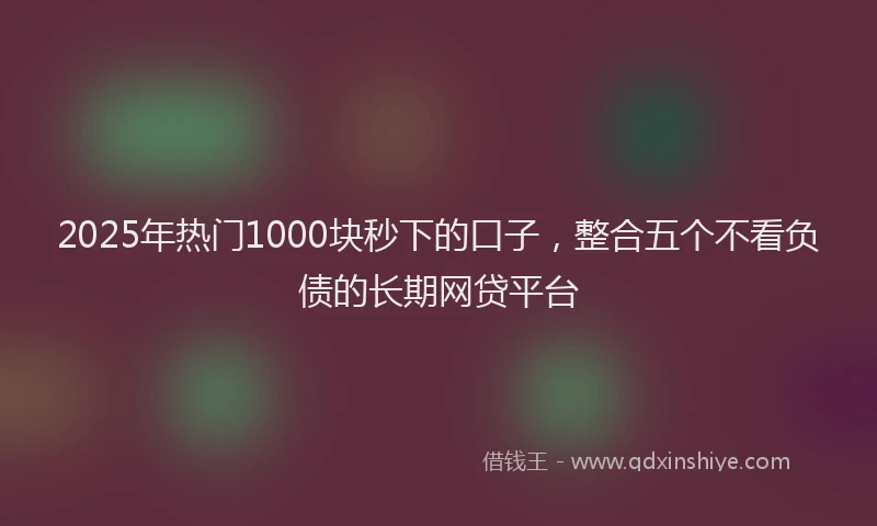 2025年热门1000块秒下的口子，整合五个不看负债的长期网贷平台