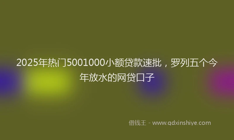 2025年热门5001000小额贷款速批，罗列五个今年放水的网贷口子