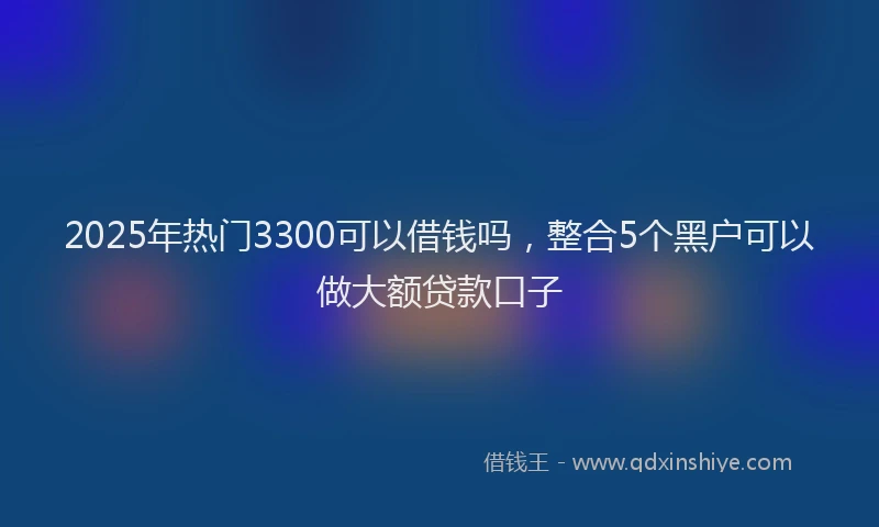 2025年热门3300可以借钱吗，整合5个黑户可以做大额贷款口子