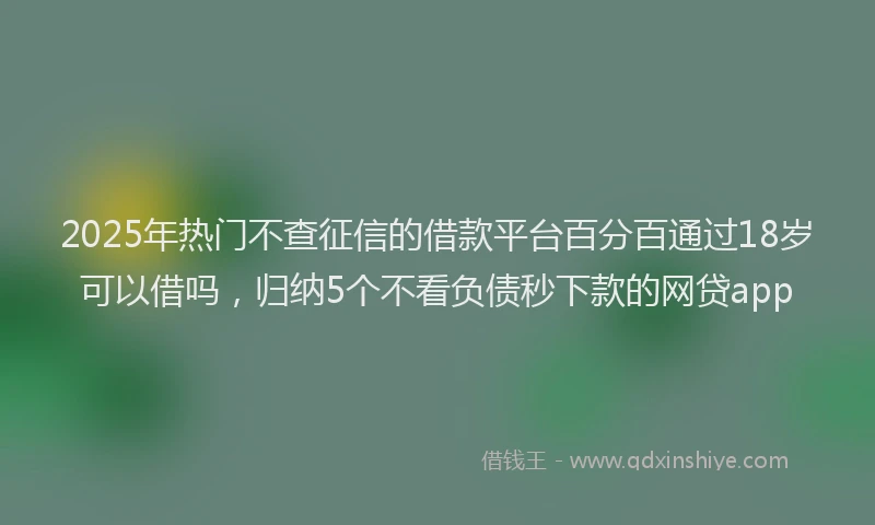 2025年热门不查征信的借款平台百分百通过18岁可以借吗，归纳5个不看负债秒下款的网贷app