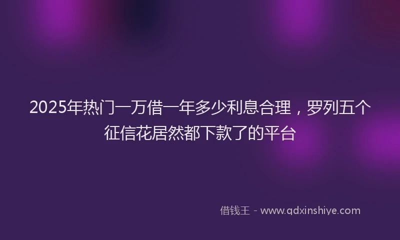 2025年热门一万借一年多少利息合理，罗列五个征信花居然都下款了的平台