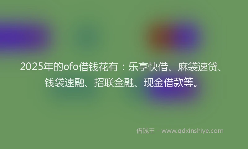 2025年的ofo借钱花有：乐享快借、麻袋速贷、钱袋速融、招联金融、现金借款等。
