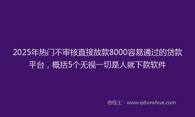 2025年热门不审核直接放款8000容易通过的贷款平台，概括5个无视一切是人就下款软件