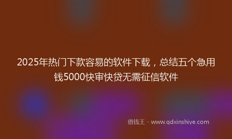 2025年热门下款容易的软件下载，总结五个急用钱5000快审快贷无需征信软件