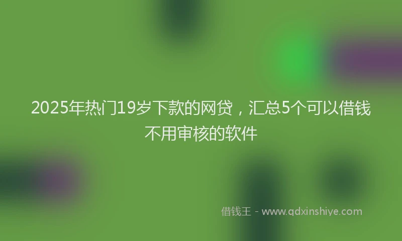 2025年热门19岁下款的网贷，汇总5个可以借钱不用审核的软件
