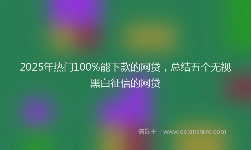 2025年热门100%能下款的网贷，总结五个无视黑白征信的网贷
