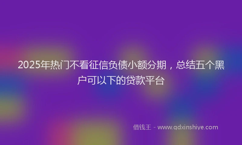 2025年热门不看征信负债小额分期，总结五个黑户可以下的贷款平台