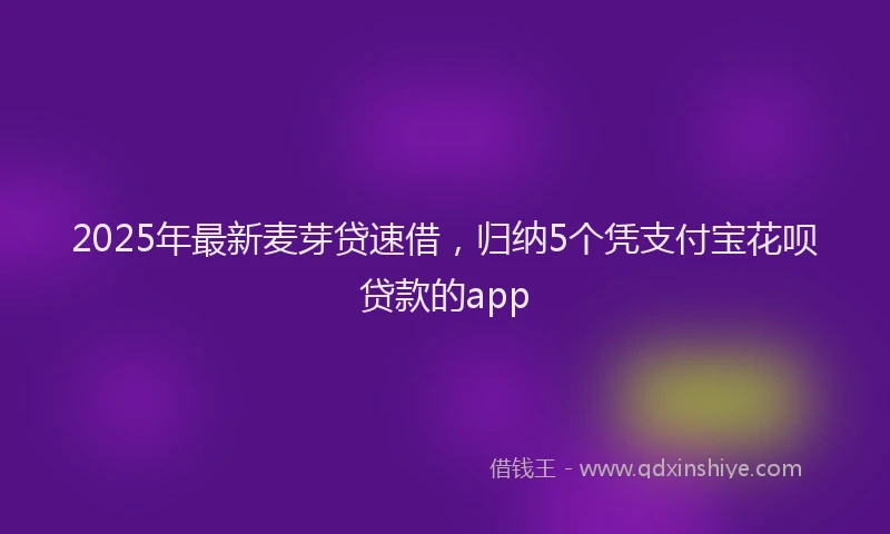 2025年最新麦芽贷速借，归纳5个凭支付宝花呗贷款的app