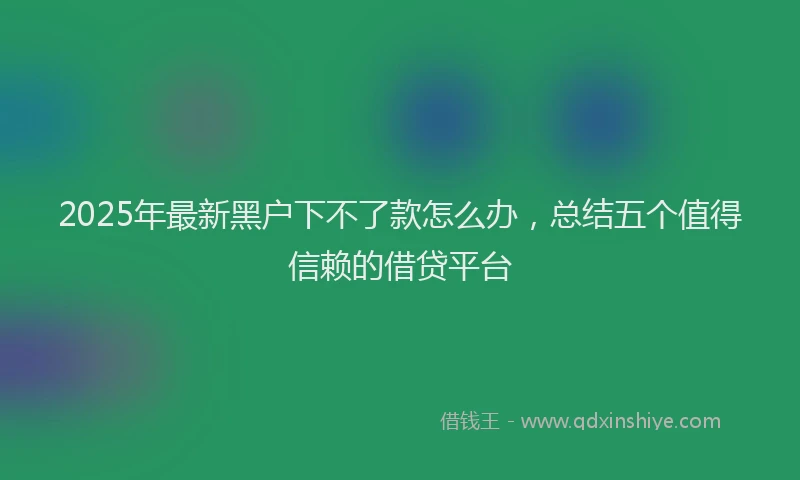 2025年最新黑户下不了款怎么办，总结五个值得信赖的借贷平台