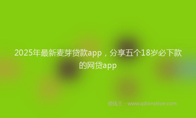 2025年最新麦芽贷款app，分享五个18岁必下款的网贷app